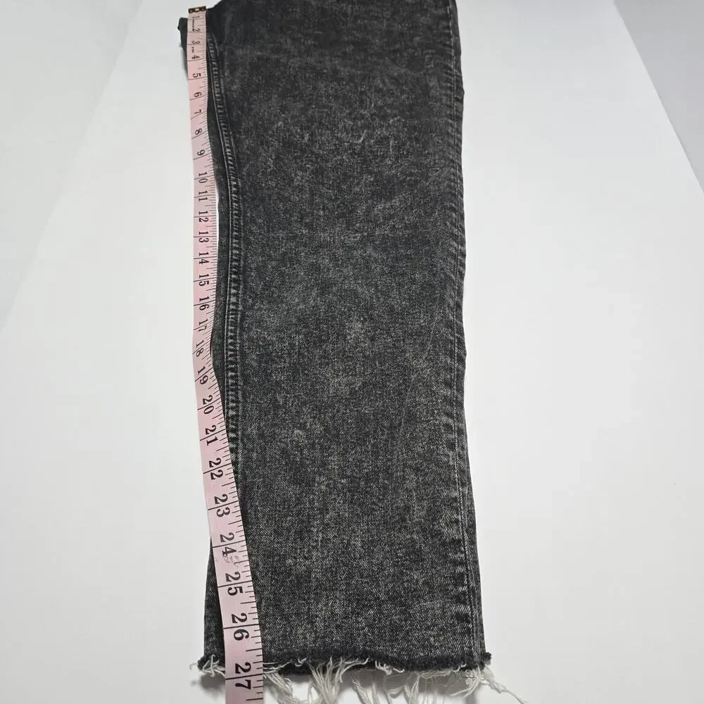 Levi’s High Waisted Mom Jeans Black Acid Wash Raw Hem Straight Leg 32 Y2K Grunge - Picture 6 of 11